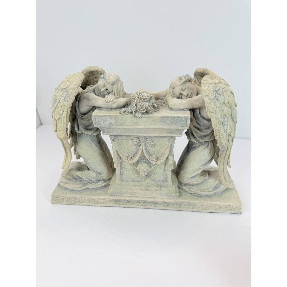 Veronese 2011 Pair Of Mourning Weeping Kneeling Angels Resin